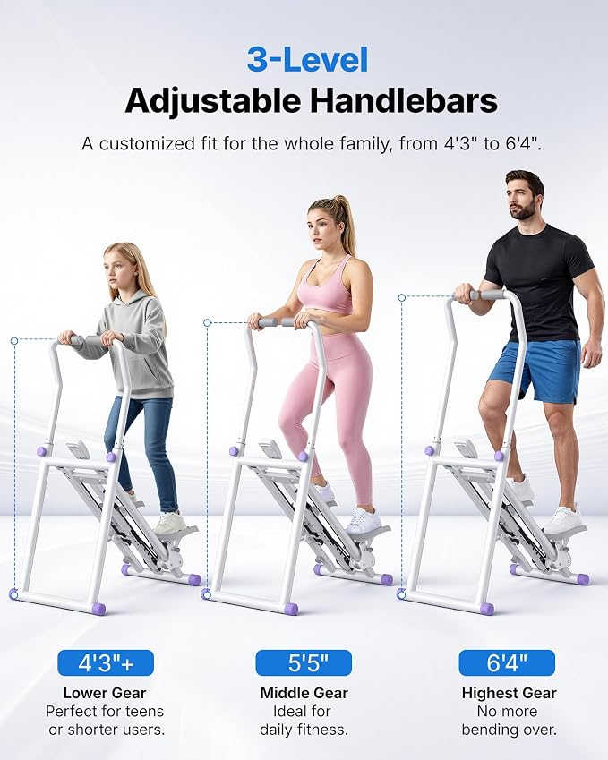 MERACH Stair Stepper with Adjustable Resistance, Foldable Stair Climber | Multi-Level Resistance, 3 Adjustable Angles, Stable Triangle Design, 300 lbs Capacity, Foldable Stair Climber, LCD Monitor