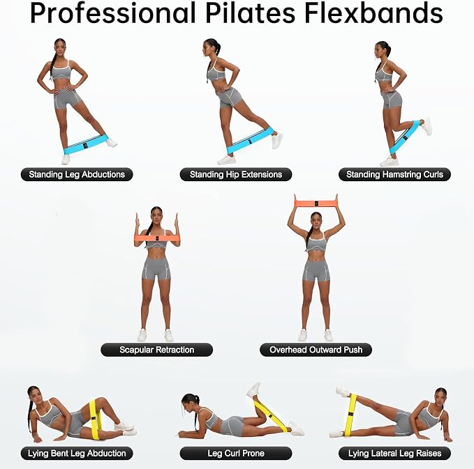 Renoj Resistance Bands for Working Out: 3-Set Professional Exercise Bands for Pilates, Yoga, Home Gym, Booty, Leg Training | Heavy/Medium/Light Fabric Loops for Women Men