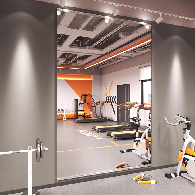 Amorho Home Gym Mirror, 89''x36''(Each)-2Pack | Tempered Glass, Frameless Full Body Mirror for Home, Yoga Studios, Dance Rooms, Garage Gyms.