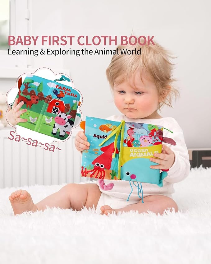 dearlomum Pink Tiger Baby Play Mat Gym with Piano & 2 Baby Book Toys