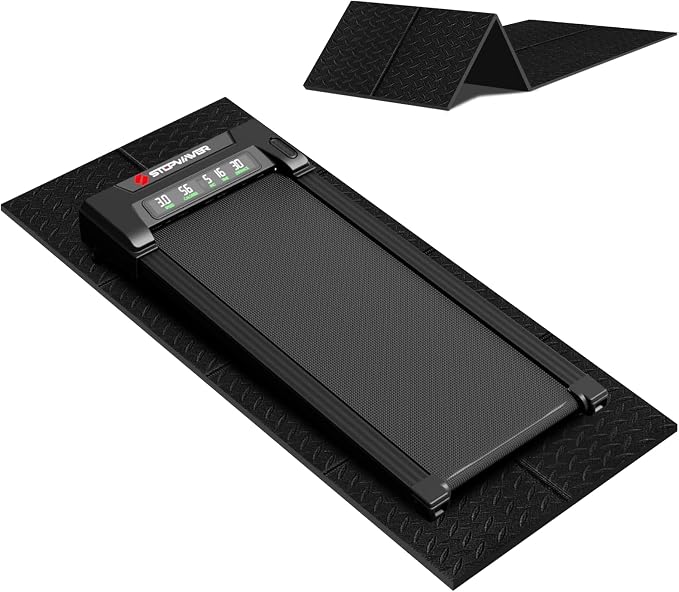 Stepwaver Walking Pad Mat for Carpet, Treadmill Mat for Hardwood Floors | High Density, 1/4 Thickness, Foldable, Floor Protection for Bike, Elliptical, Treadmill, Walking Pad