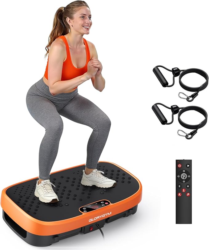 Vibration Plate Exercise Machine for Body Shaker Machine & Weight Loss, Shake Plate with Resistance Bands, 120 Speed Levels, Remote Control, Full Body Workout, Compact Home Gym Equipment