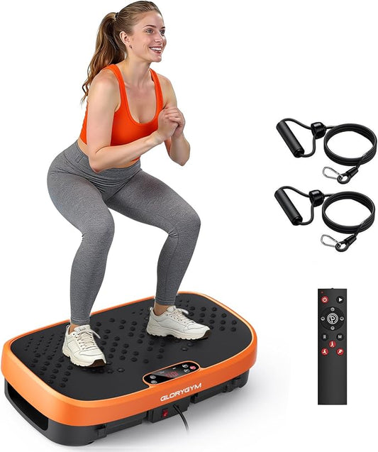 Vibration Plate Exercise Machine for Body Shaker Machine & Weight Loss, Shake Plate with Resistance Bands, 120 Speed Levels, Remote Control, Full Body Workout, Compact Home Gym Equipment
