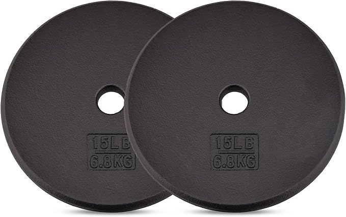 Yes4All Standard Weight Plates, 1-Inch Cast Iron Barbell Weights, Wide Range 5–50 LB, Ideal for Strength Training & Workout Routine, Available in Single, Pair & Set of 4