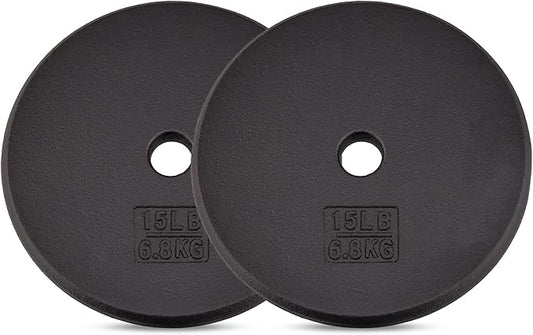 Yes4All Standard Weight Plates, 1-Inch Cast Iron Barbell Weights, Wide Range 5–50 LB, Ideal for Strength Training & Workout Routine, Available in Single, Pair & Set of 4