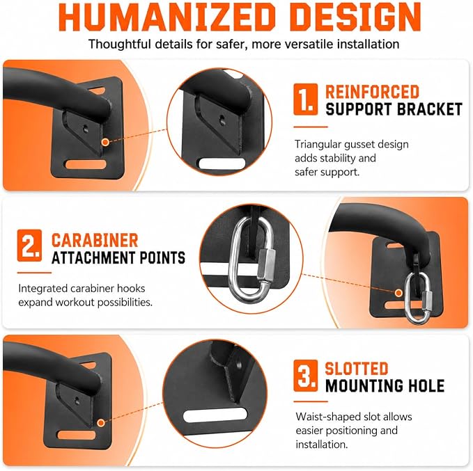 Wall Mounted Pull Up Bar - Heavy Duty Chin Up Bar, Pull-Up Bar for Garage, Joist, Wall Mount - Multifunctional Fitness Bar, Supports up to 600 Lbs