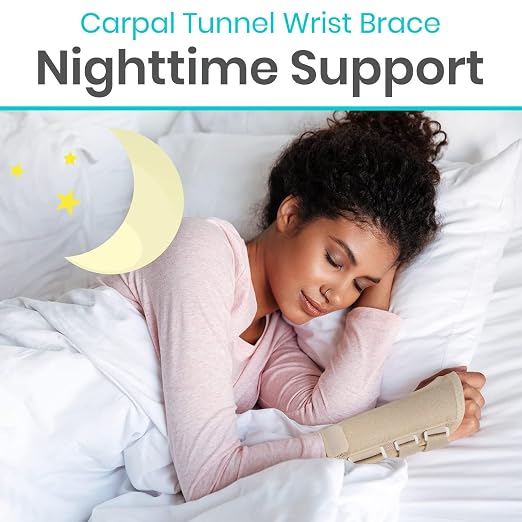 Vive Carpal Tunnel Wrist Brace with Splint for Left or Right Hand | Adjustable Night Wrist Support Splint Immobilizer for Men & Women - Cockup Brace for Arthritis, Tendonitis, Sprain, Injuries