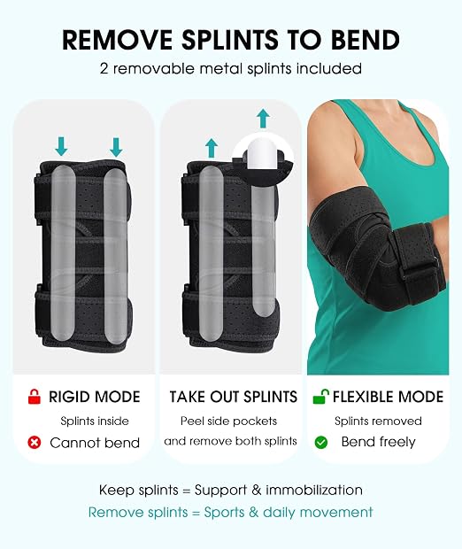 Oyakin Elbow Brace for Cubital Tunnel, Ulnar Nerve Entrapment brace | Adjustable Elbow Splint for Night Sleep, Tendonitis, Tennis Elbow, Comfortable Stabilizer Support for Women and Men Fit Most