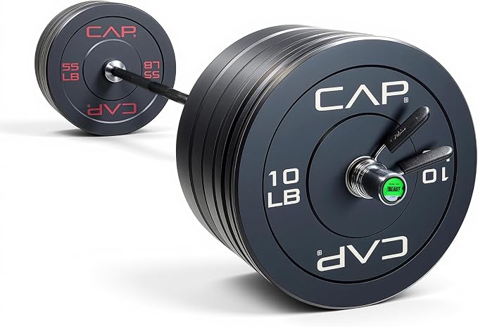 CAP Barbell Olympic Weight Set with 7ft Barbell & Bumper Plates | 160-370 lbs | Multiple Options