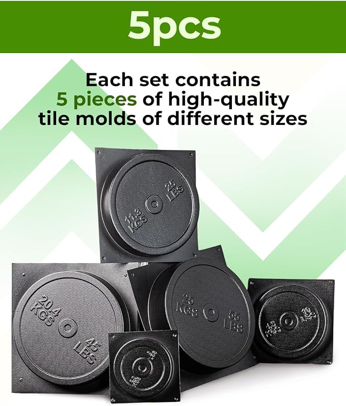 DIY Concrete Weight Mold Set - 5 pcs ABS Plastic 2mm Thick - Dumbbell & Barbell Weight Plates