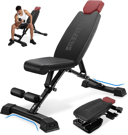 Adjustable Weight Bench 32 In Backrest | Foldable Workout Bench for home gym 660 LBS Incline/Decline Bench Press Exercise Equipment 85°to -30°FID