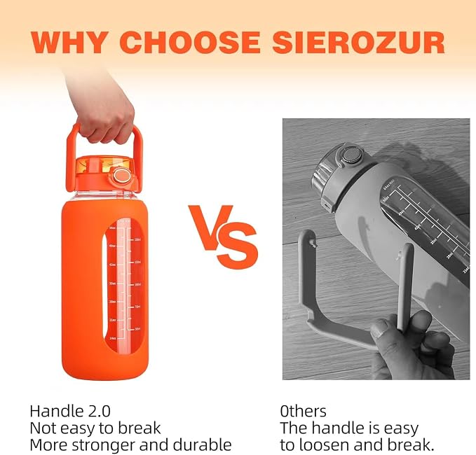 52 oz Glass Water Bottle with 2-in-1 Straw Lid Large Half Gallon Water Bottle with Time Marker & Removable Silicone Sleeve,Wide Mouth BPA-Free Borosilicate Bottle for Gym, Workout & Daily Use