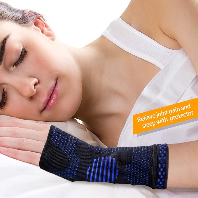 Wrist Compression Sleeves (Pair) for Carpal Tunnel and Pain Relief Treatment,Wrist Support for Women and Men.Breathable and Sweat-Absorbing carpal tunnel wrist brace