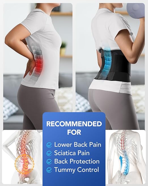 0.5mm Ultra Thin Back Brace for All Day Comfort, Wear under Clothes | Slim Fit & Invisible Back Support, Seamless Design, Removable Lumbar Pad, Adjustable Compression, Lower Back Pain Relief