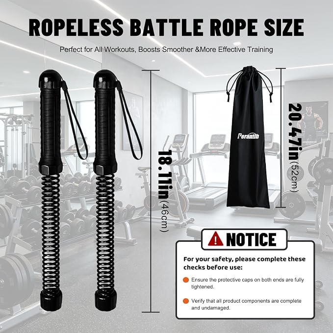 Perantlb Poly Battle Rope with Cloth Sleeve -1.25/1.5/2 Inch Diameter 30' 40' 50' Lengths -Gym Muscle Toning Metabolic Workout Fitness, Battle Ropes for Home Gym