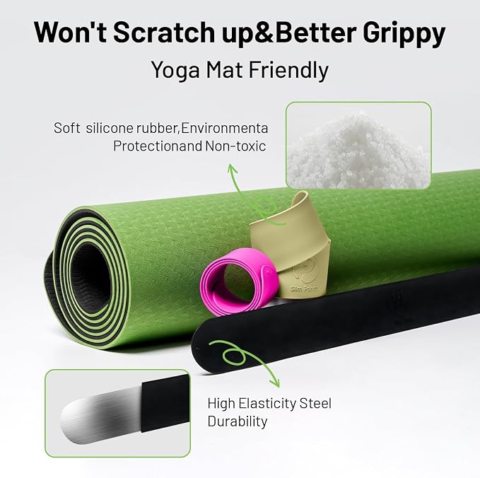 Yoga Mat Strap Slap Band, One Snap Keeps Mats Tightly Rolled, Heavy-Duty Clasp Fits Most Size Mats(24" L X 2" W)