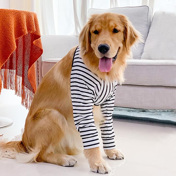 HDKUW Dog Elbow Protector for Calluses, Dog Joint Recovery Sleeve for Prevent Licking Wound, Elbow Sleeves with Mesh Pad for Medium Large Dogs Stripe 3XL