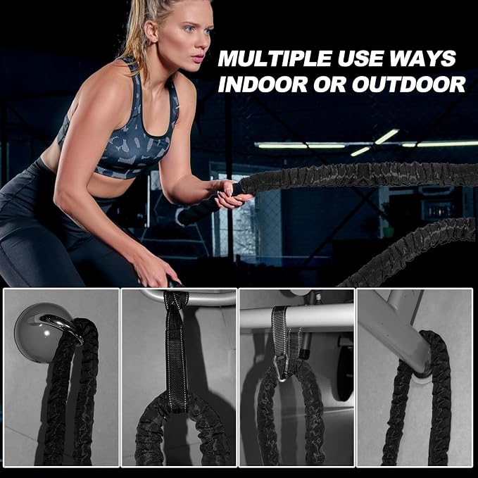Battle Rope for Home Gym Workout,1.5 Inch 40ft Weighted Exercise Ropes for Working Out,Heavy Fitness Training Rope