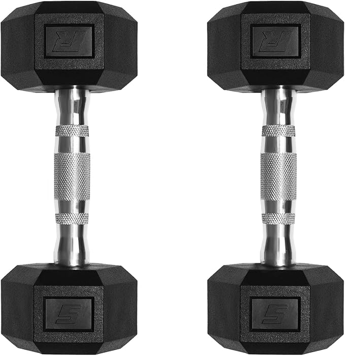 RitFit 5-650 LBS PVC Hex Dumbbell Sets with Optional Rack for Home Gym | PVC Coated Anti-Roll Hex Design, Chrome Handle with Ergonomic Grip, Full Body Strength Training with Optional Rack