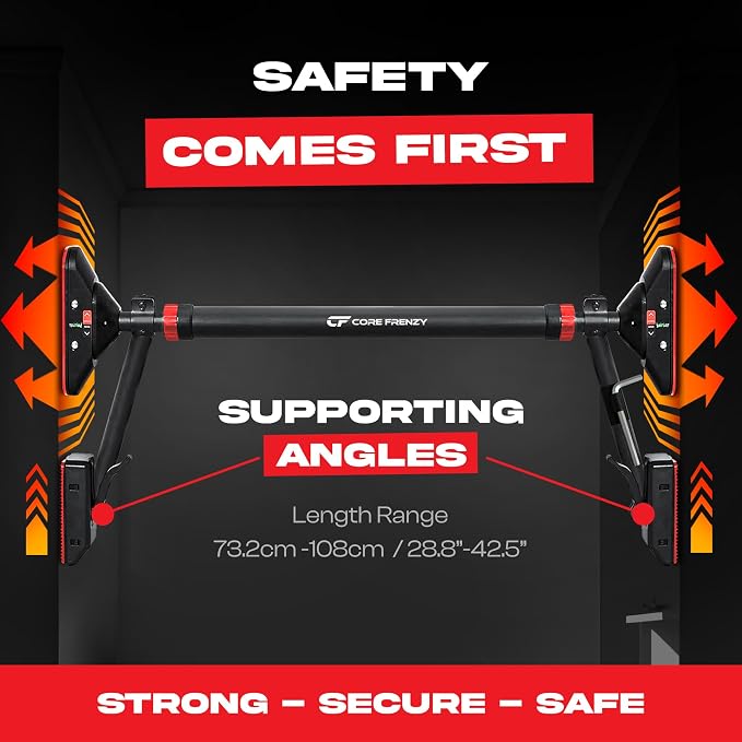 Doorway Pull Up Bar, No Screws or Drilling, Holds 880 lb, Chin Up Bar with 5 Resistance Bands, 2 Wrist Wraps and Carry Bag, 4-Point Locking, Adjustable Width Home Gym Bar for Upper Body Workout