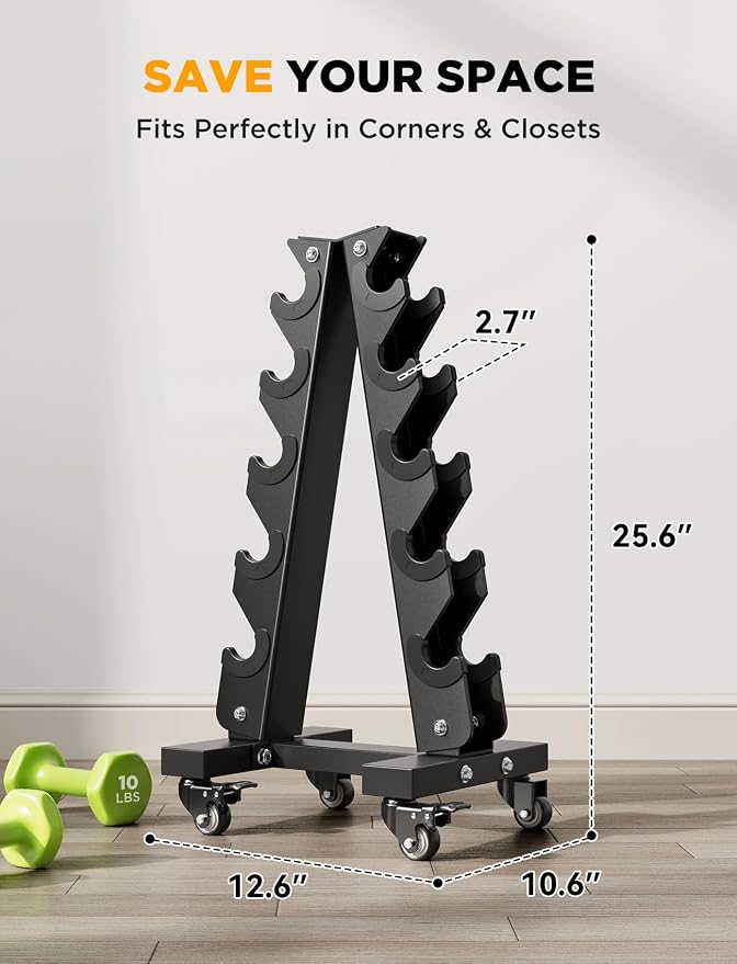 YOLEO Dumbbell Rack, Adjustable & Compact Weight Rack for Dumbbell, Kettlebell, Barbell, Heavy Duty Weight Storage Organizer, Space-Saving Dumbbell Storage Stand Holder for Home Gym - 1100LBS Capacity (Rack Only)