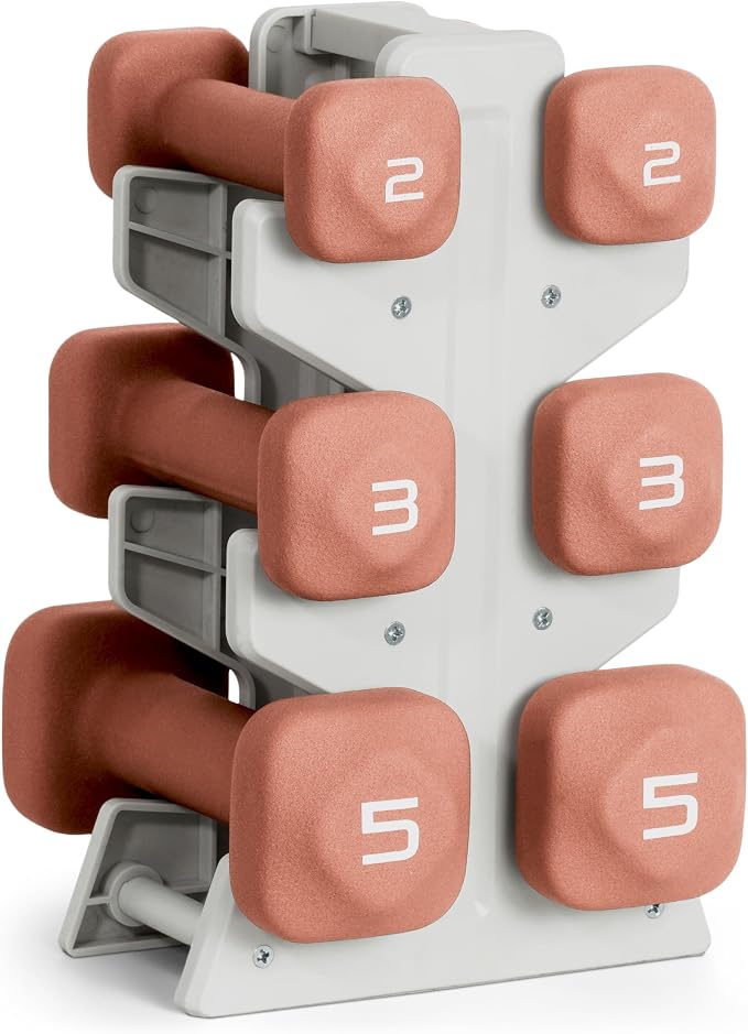 Tone Fitness Neoprene Dumbbell Set with Storage Rack – Non-Slip, Anti-Roll Hand Weights for Home Gym Workouts | 20 lb, 32 lb, 50 lb, 60 lb & 100 lb Options