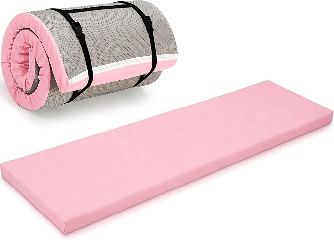 Lyrow 2 Inch 72"x24" Thick Foldable Yoga Mat with Carry Strap, Non-slip Portable Foam Gym Mat for Yoga, Pilates and Stretching