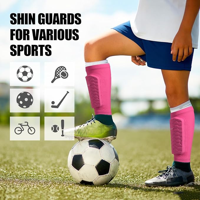 Soccer Shin Guards for Kids Youth Adults, Ski Shin Guards Sleeves for 2-18 Years Old Boys Girls Men, Calf Compression Sleeve with Honeycomb Pads, Espinilleras de Futbol para Hombres