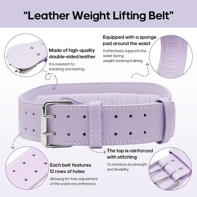 Women's Weight Lifting Belt 4 Inch Wide, Gym Powerlifting Belt for Women with Padded Lumbar Support, Adjustable Fitness Belt for Deadlift, Squats, Cross Training & Workout