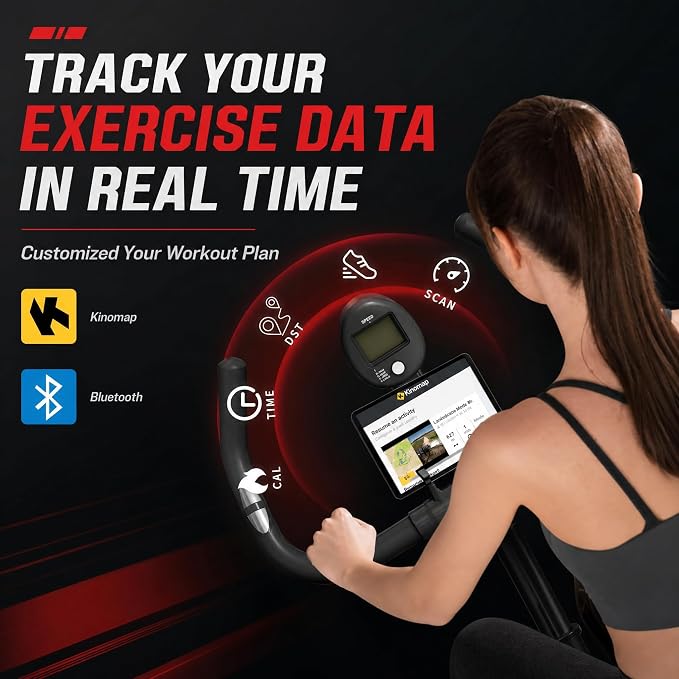 HOELLL Exercise Bike Stationary Bikes for Home Compact Indoor Cycling Bike | with Tablet Mount, with Exclusive Heart Rate Sensor and APP Sync, with Continuously Variable Resistance, Black&White&Red