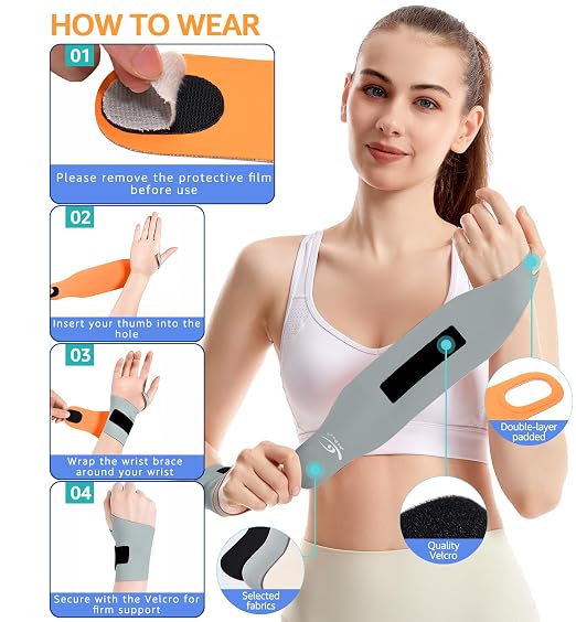 Ultra-Thin Elastic Wrist Brace Wrist Wraps, Compression Wrist Straps Support for Carpal Tunnel Arthritis Tendonitis Sprains Pain Relief Workout, Soft & Comfortable (Gray (Pack of 2))