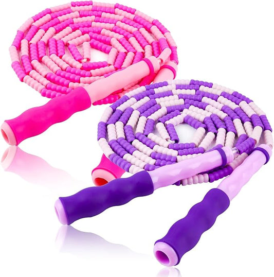 Jump Rope for Kids, Adjustable Jump Ropes for 4 5 6 7 8 10 12, Tangle Free | Jumping Rope Age 8-12, Segmented Soft Beaded Skipping Rope for Women Fitness
