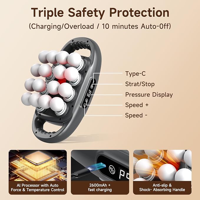 Back Massager Pain Relief,16 Head Massage Gun Deep Tissue,Percussion Massager with 9 Modes & 9 Intensities,Noise-Free,for Shoulders,Legs,Foot,Neck Massager,Massage Tool