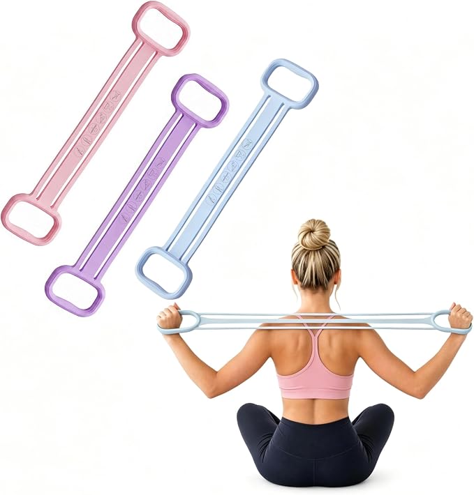 3 Pack Resistance Bands with Handles, Shoulder Trainer for Physical Therapy Home Workout Pilates, Ergonomic Grip Durable Exercise Bands