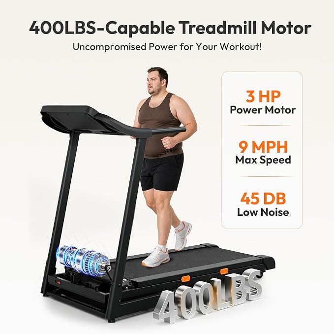 THERUN Incline Treadmill Running Treadmill, Wide Belt Treadmills for Home | 12% auto incline, 400lb, 3.0HP, 18" LED, shock-absorbing, wide belt, hydraulic folding, space saving, ipad holder