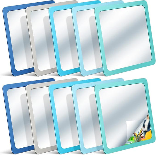 10 Pcs Small Mirrors for Craft 6 x 6 Mirror for Kid,Blue-Gray Colors | Shatterproof Mirrors in Bulk for Kids for Baby School Classroom Craft Chick Bird Brooders Grow out Pens