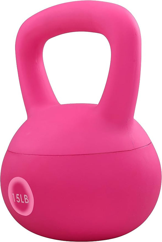 Signature Fitness Soft Kettlebells - Sea and Iron Sand Filled Weights for Women and Men - Color Coded Soft Vinyl Kettlebells, Multiple Sizes