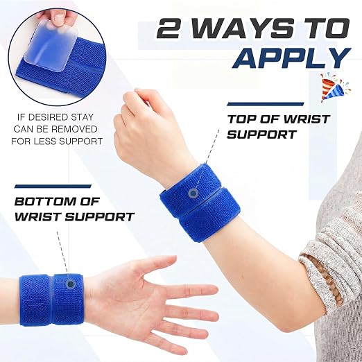 4 Pack Wrist Brace Adjustable Wrist Support Sport Straps for Tendonitis Carpal Tunnel Arthritis Gymnastics Wraps Pain Relief for Football Cheerleaders Fitness Weightlifting(Blue)