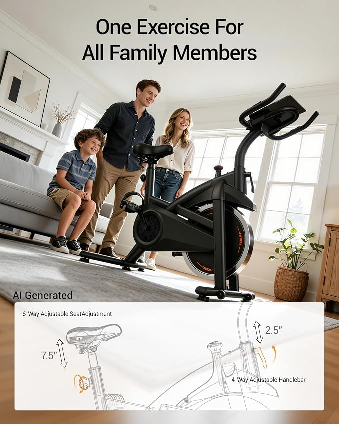 CURSOR FITNESS Exercise Bike, Stationary Bikes for Home with Brake Pad | Low Noise Indoor Bike for Home with Exclusive App, Workout Bike with Tablet Mount for Weight Loss, 300 lb Weight Capacity
