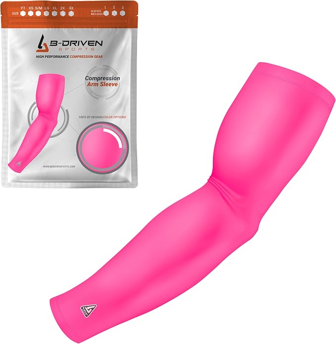 Pro-Fit Compression Arm Sleeve for Men, Women & Youth, Volleyball Baseball Basketball Weightlifting - Single