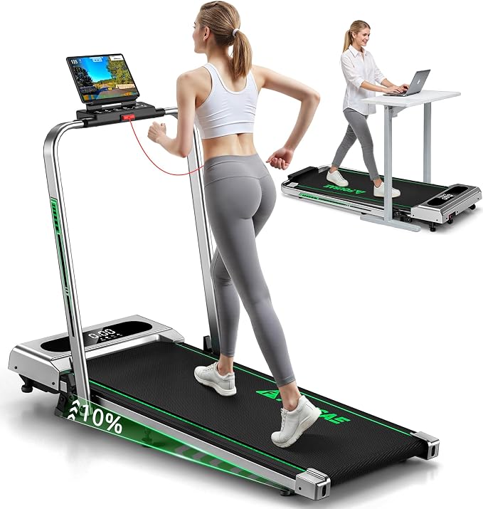 Treadmills for Home, App Compatible, 5 in 1 7.5MPH Foldable Treadmill with 10% Incline, 3.0HP Brushless Drive, 12 HIIT Programs, Full Screen LED Display, Remote Control, 400 LBS Weight Capacity