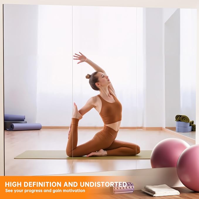 Hasipu Home Gym Workout Mirror 79" L x 35" W-1pcs Large Full Length Mounted Full Body Frameless Mirror for Workout, Yoga, Garage, Bedroom, Dance