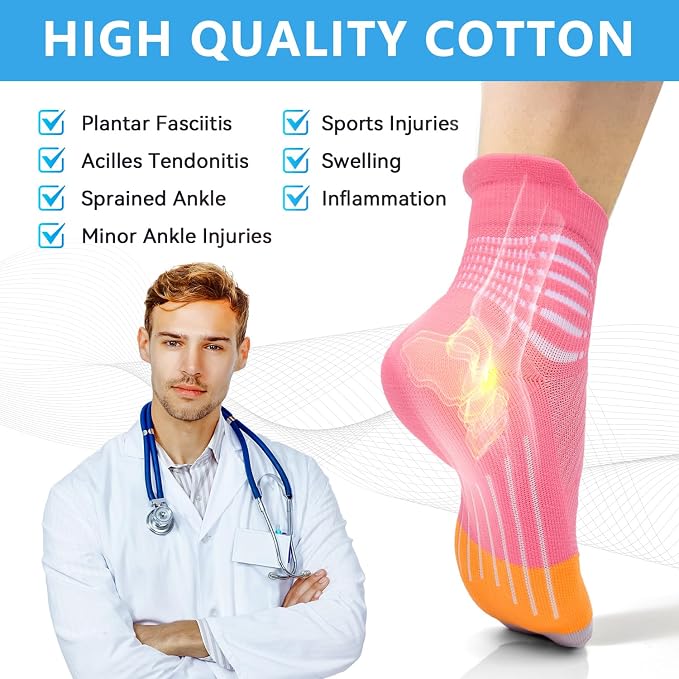 IRAMY Compression Ankle Support Socks Women Wicking Cushioned Athletic Plantar Fasciitis Relief 3/4/6 Pairs