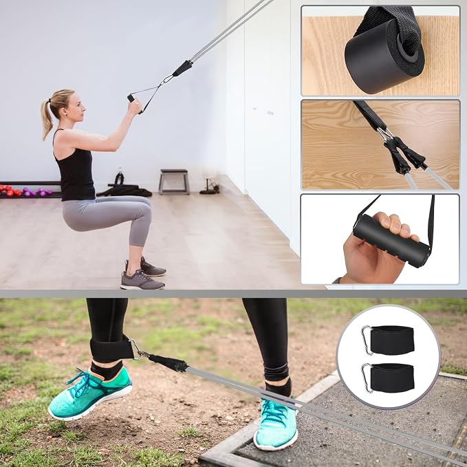 WIKDAY Exercise Resistance Bands with Handles for Working Out Workout Bands Set with Door Anchor for Physical Therapy, Yoga, Pilates