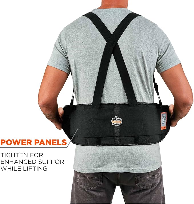 Ergodyne ProFlex 1650 Back Support Belt, 7.5" Elastic, Adjustable, Removeable Straps (Pack of 2)