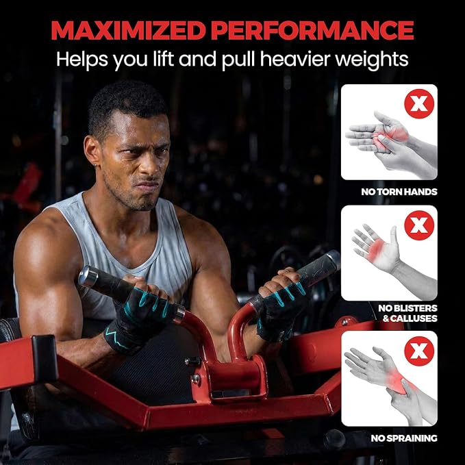 MhIL Workout Gloves for Men – Comfortable Gym Gloves for Men with Enhanced Grip for Safety and Hand Protection – Weight Lifting Protection with Wrist Wraps Support for Performance Boost and Style