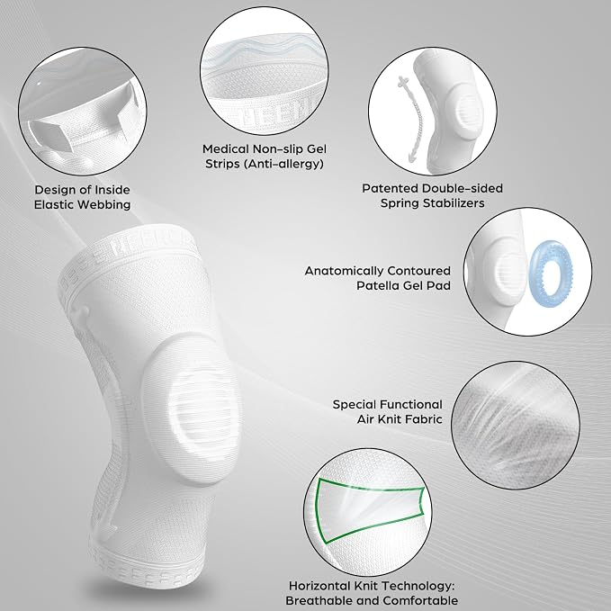 NEENCA Professional Knee Brace, Medical Knee Support for Women & Men Relief | Patented Patella Gel Pad & Side Stabilizers, Compression Sleeve for Knee Pain, Swelling, ACL, PCL, Arthritis, Sports, Workout