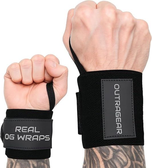 18" OG-Grade Wrist Wraps for Weightlifting – Heavy Duty Wrist Support with Thumb Loop & Lockdown Strap – Wrist Straps for Powerlifting, Bench Press & Gym Training