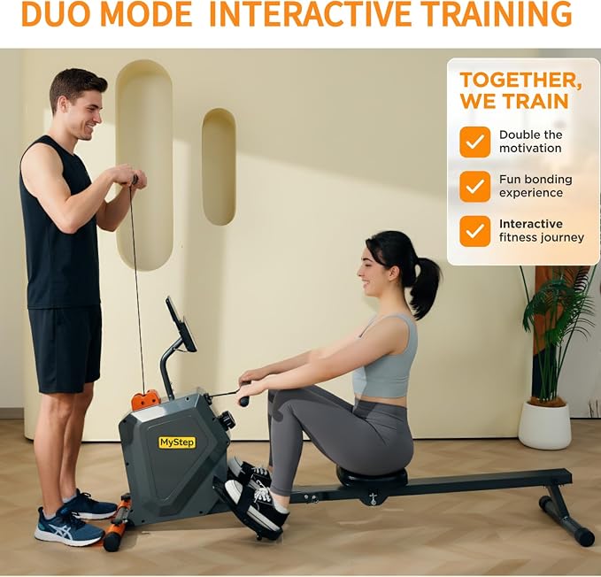 Magnetic Rowing Machine, Quiet Foldable Rower with 8-Level Resistance, LCD Monitor & Tablet Holder, Full-Body Low-Impact Cardio Equipment, Optional 2-in-1 Strength Training