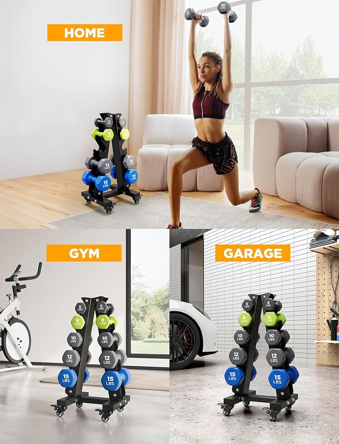 YOLEO Dumbbell Rack, Adjustable & Compact Weight Rack for Dumbbell, Kettlebell, Barbell, Heavy Duty Weight Storage Organizer, Space-Saving Dumbbell Storage Stand Holder for Home Gym - 1100LBS Capacity (Rack Only)